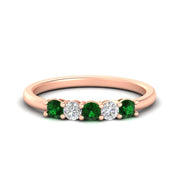 0.50-carat-5-stone-diamond-and-emerald-basket-prong-wedding-anniversary-band-in-rose-gold-FDENS141ROBGEMGRANGLE3-0.50CT-NL-RG